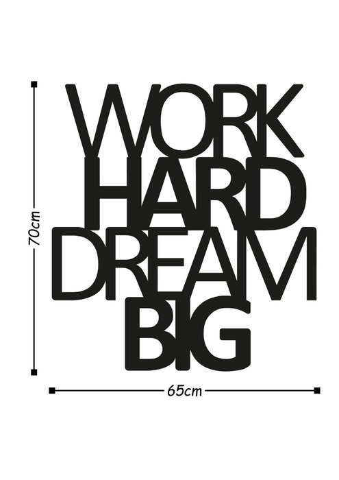 Wallity Work Hard Dream Big Escultura de pared de metal Negra Wallity Work Hard Dream Big Escultura de pared de metal Negra